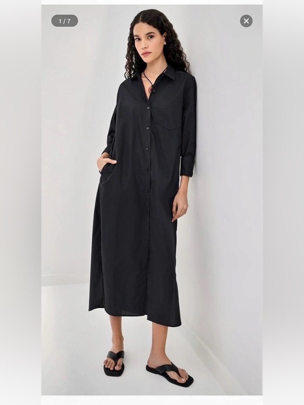 ShopBop/LÉ BOP Black Poplin Maxi Shirt Dress Size Medium